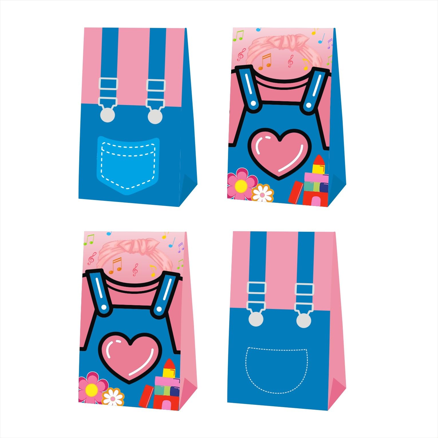 Photo 1 of 12Pcs English Teacher Party Gift Bags, Pink and Blue,Heart Pattern,English Teacher Theme Party Decorate Supplies