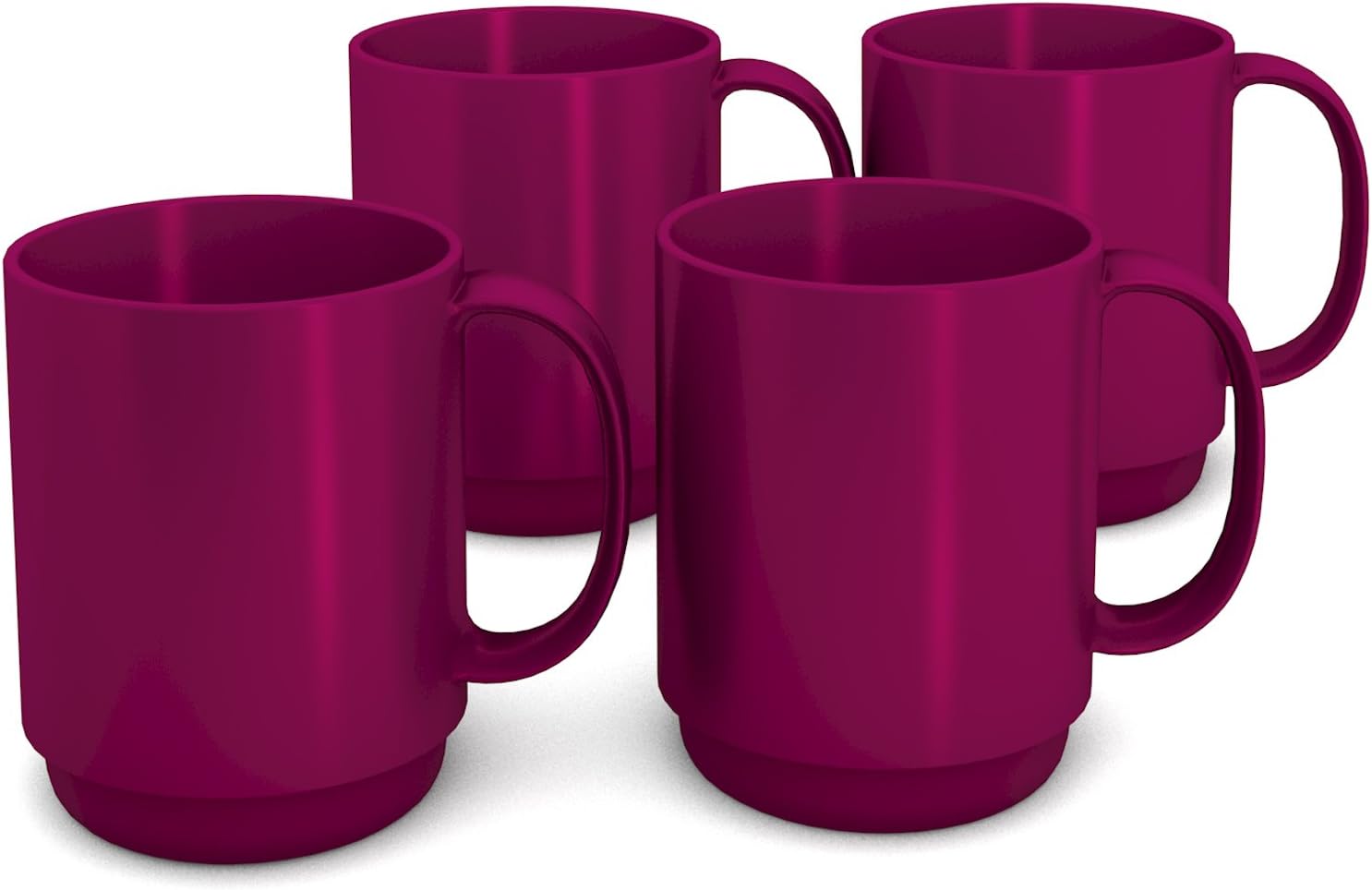 Ornamin Set of 4 Mugs with Handle 300 ml Blackberry (Model 510) / stable coffee mug made of plastic, coffee cup, reusable cup, tea cup