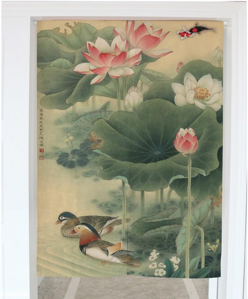 Zegoo Mandarin Duck Paddle Chinese Style Noren Curtain Tapestry Home Decoration (33.5"x59.1")