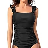 Tankini Tops for Women Swimwear - Tummy Control Bathing Suit Swim Ruffle Swimsuits Top No Bottom 2025
