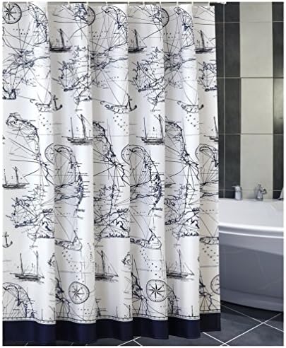 MQMY smooth waterproof prevent mildew polyester shower curtain bath curtain hanging curtain partition curtain window curtains nautical chart thickening (（height）200240cm（width）)