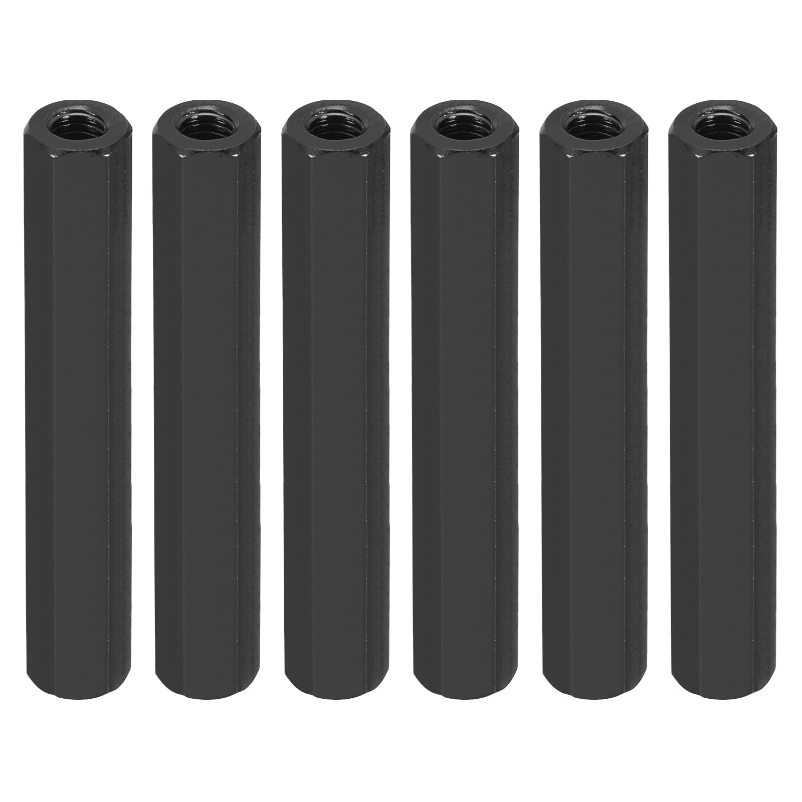PATIKIL M3 Hex Nuts, 6pcs M3 Threaded Spacers Aluminum 40mm L Female Metal Spacer Screw Standoff for M3 Screw Bolts RC Car Drones Stacks Motherboard, Black