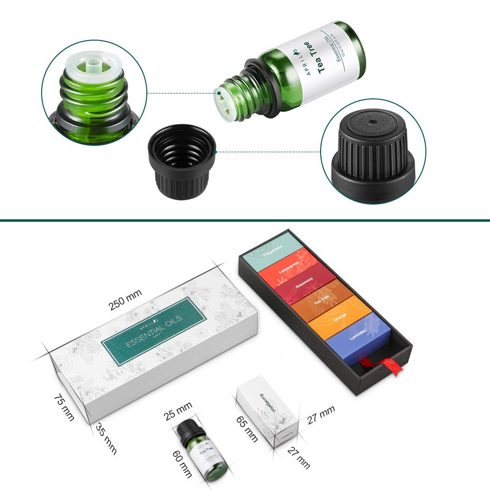 Aromatherapy Top 7 Essential Oils 100% Pure & Therapeutic-Grade, Essential Oil Set - Basic Sampler Gift Set & Kit (Rosemary, Lavender, Peppermint, Eucalyptus, Lemongrass, Orange, Tea Tree)