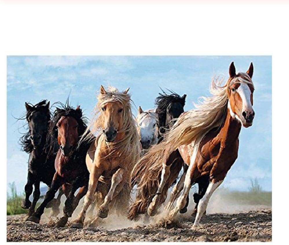 Classic Jigsaw Puzzle 1000 Pieces Adults Puzzle Racing Horse DIY Wooden Puzzle Art Picture Modern Home Decor Wall Art Creative Unique Gift for The Elderly and Children