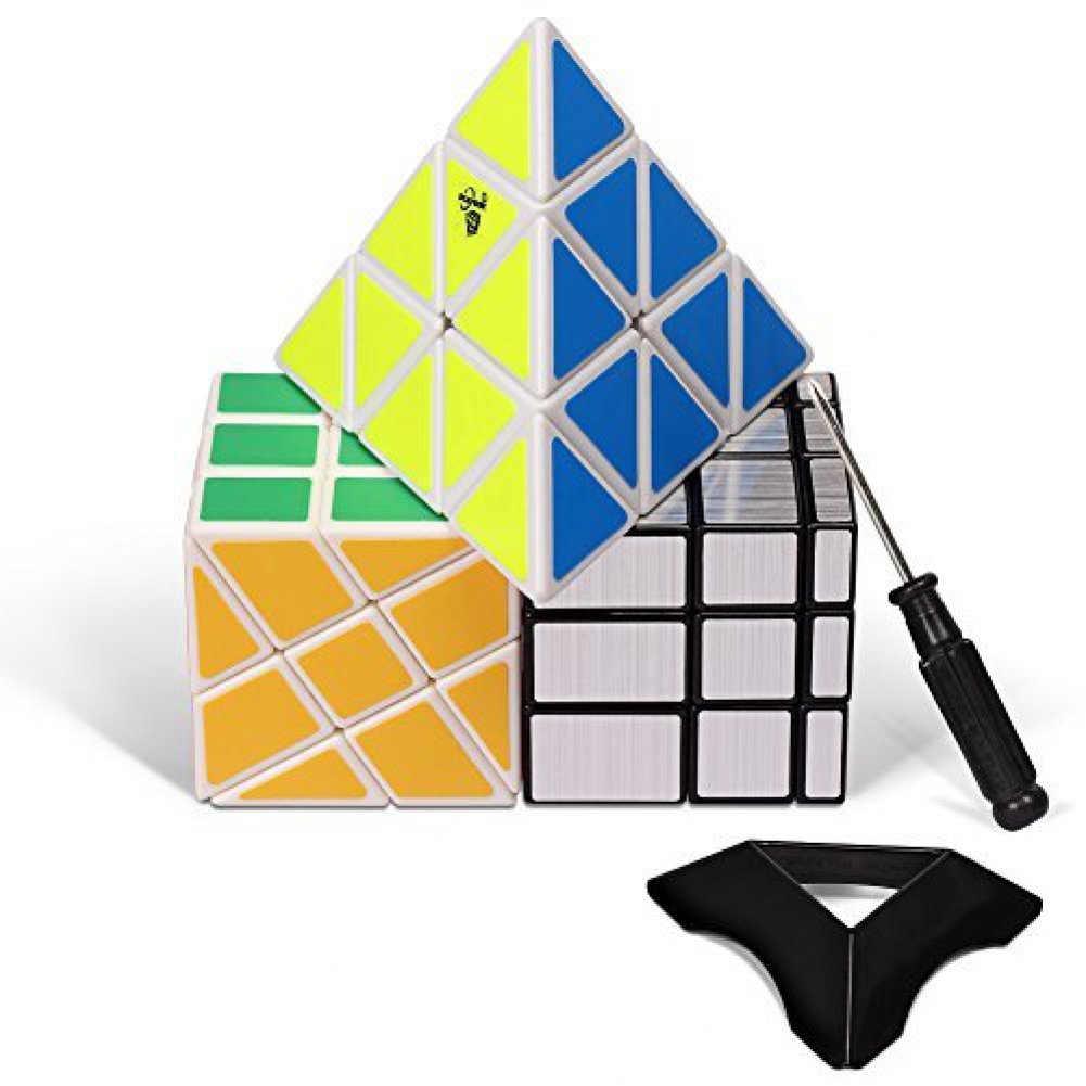 Playwin Aliens speed cube Mirror Pyramid Wheel cube puzzles Collection（White）