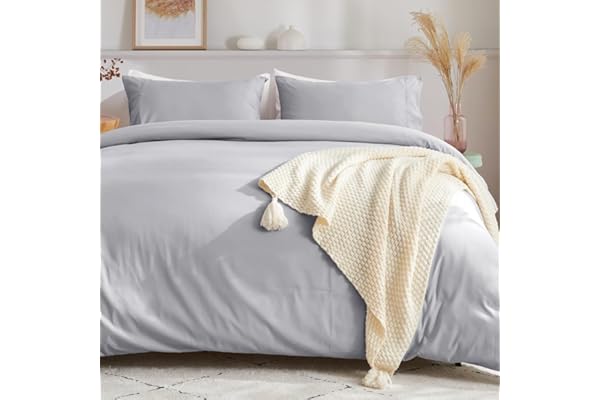 Sasttie Duvet Cover Queen, 3-Piece Ultra Soft Double Brushed Bedding Sets for All Season Use, Includes 1 Duvet Cover 90x90 In