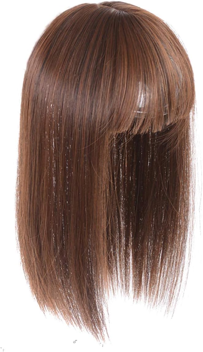 Yanamy Straight Hair Toppers for Women with White and Thinning Hair, Clips on Synthetic Crown Hair Piece, 14" Light Brown
