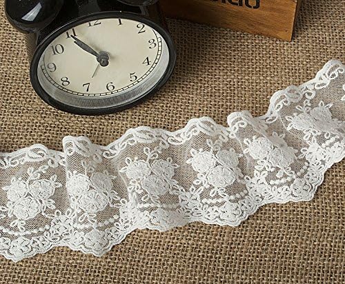 8CM Width Europe Crown Wedding Applique Inelastic Embroidery Lace Trim,Curtain Tablecloth Slipcover Bridal DIY Clothing/Accessories.(2 Yards in one Package) (White)