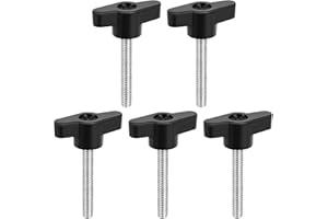 MewuDecor M5 x 40mm Z Type Handle Thumb Screws Plastic Head Mechanical Handle Bolts T-Shaped Wing Adjustable Knobs Carbon Steel, 5 PCS