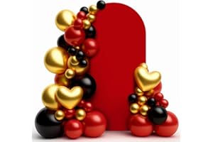 LEBENGURU Upgraded 7.2FT Wedding Arch Cover, Red Spandex Fitted Arch Backdrop Cover, Round Top Chiara Stand Covers for Birthday Party Baby Shower Banquet Balloon Décor