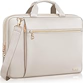 Lausiax Laptop Case Bag Women Men Computer Sleeve Compatible with MacBook/Dell/HP/Acer/ASUS/LG, Waterproof Shoulder Carrying Briefcase, Beige, 17-17.3 Inch