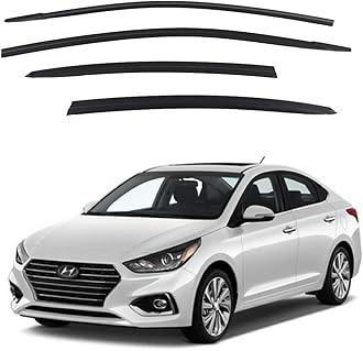 Safe Smoke Window Visor Sun Rain Vent Guard 4 Pcs Set Out Channel Visor Compatible with Hyundai (Accent 2019~ Smoke)