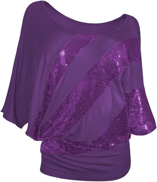 Uoknice Blouses For Womens Casual Sequin Casuel Cold Shoulder