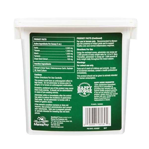 MANNA PRO NATURE’S FORCE BUG CLEAR HORSE SUPPLEMENT, HORSE CARE, NATURAL INSECT & FLY DEFENSE, SUPPORTS SKIN & COAT HEALTH, NASC QUALITY SEAL, 2 LB BUCKET