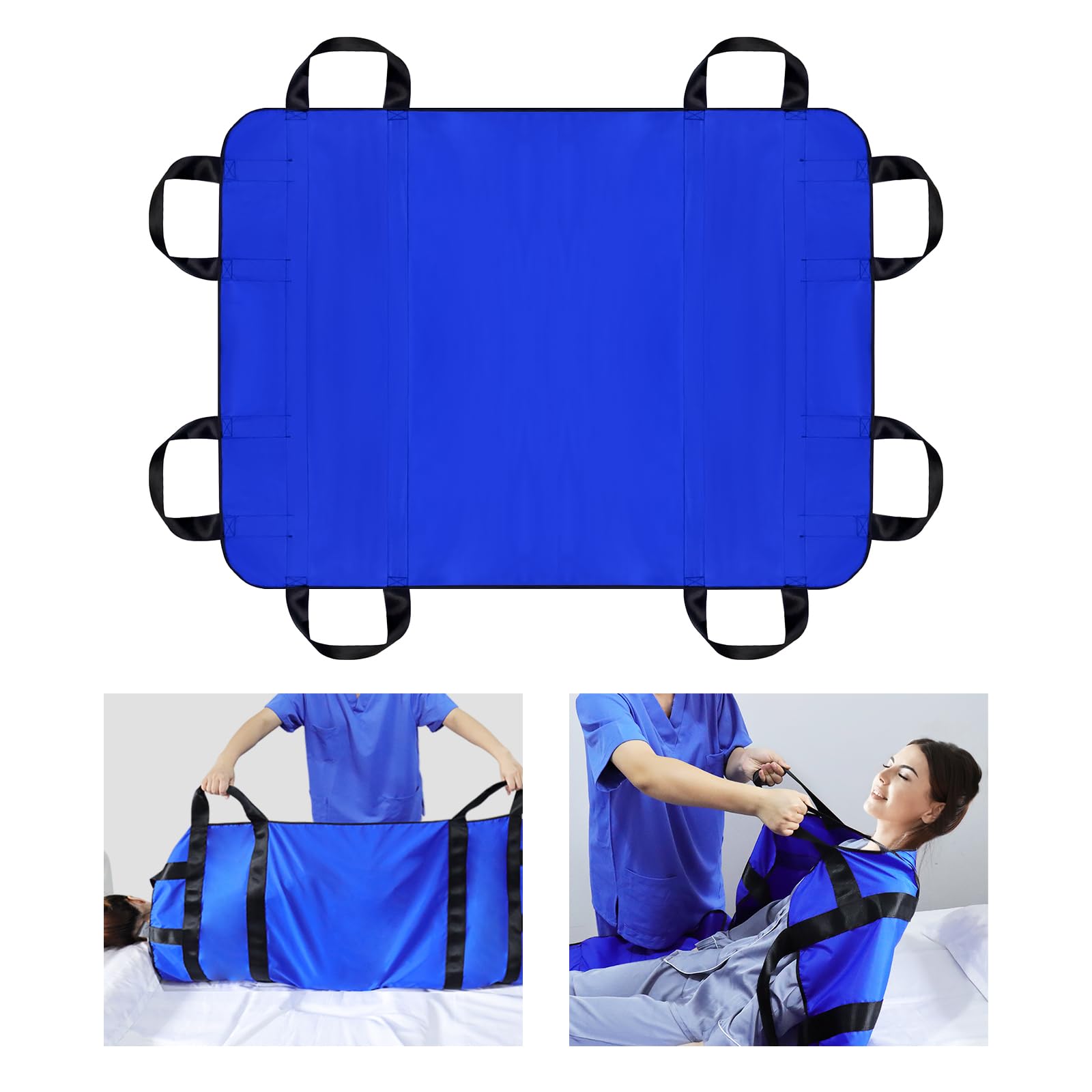 LOSCHEN Transfer Sheet,Patient Transfer Board with Eight Handles,Suitable for Obese People,Elderly People and Patients who Need to be transferred (100 * 148cm,Navy Blue)