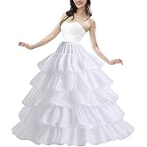 Women Petticoat 4 Hoop Skirt with 5 Ruffles Layers Crinoline Petticoats for Women Half Slips Underskirt for Wedding