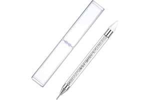 ZXUY Dual Ended Nail Rhinestones Picker Dotting Tools Nail Art Design Dotting Pen,DIY Nail Art Decoration Wax Tip Pencil for Gems Crystals Studs Beads (White)