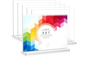 ADColor 6 pack Acrylic Sign Holder 5x7 Inches, Clear Plastic Flyer Document Menu holder, Double Sided Certificate Paper Frame