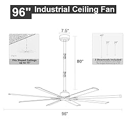ZOEYON 96 Inch Industrial Ceiling Fan - Large