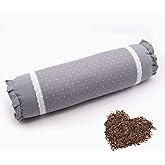 Edomi Neck Roll Pillow for Sleeping, Buckwheat Hulls Filling Roll Pillow for Neck Support, Cylinder Cervical Pillows for Pain Relief, Round Neck Pillows for Bed (16x4 Inch, Gray)