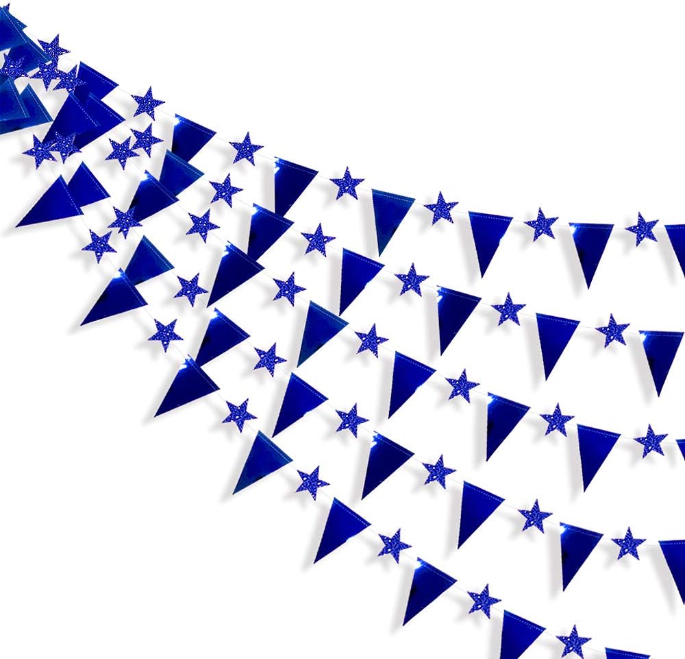 30 Ft Navy Blue Party Decorations Royal Blue Triangle Flag Star Banner Garland