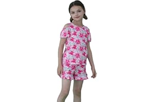 HILEELANG Girl Summer Short Set Cotton Outfits Short Sleeveless Tee T Shirt Tank Top Shorts Pant 2PC Set 2-7Y