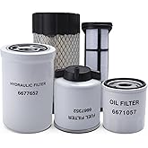 JAVOUKA Maintenance Filter Kit, Fit For Bobcat MT52 MT55 mini track loader | Fit For Bobcat MT85 MT100 mini track loader#OE Outer Air 6687262, Inner Air 6687263, Hydraulic Oil 6677652, Lube 6671057