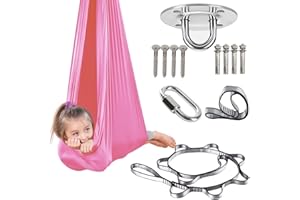 LWOLTSA Sensory Swing for Kids and Adults Indoor Therapy Swing for Autistic Children Cuddle Swings Hammock Has Calming for ADHD Sensory Processing Disorder (Pink Size:59"x110")