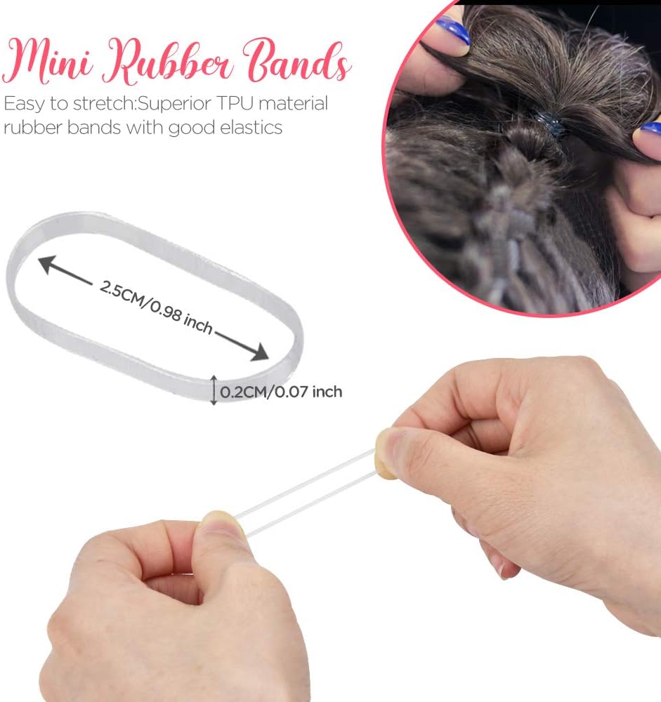 Hair Bands, MORGLES 1000pcs Clear Small Hair Elastic Bands with Box for Adult Women Clear, 1000 count (Pack of 1) - Image 3
