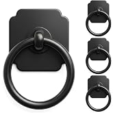 trust4care 4-Pack Black Cabinet Bifold Closet Door Large Ring Pulls Knobs | Matte Farmhouse Kitchen Knobs With Backplates Wardrobe Drawer Drop Handles of Bi-fold Door Dresser Sideboard Dummy Doorknobs