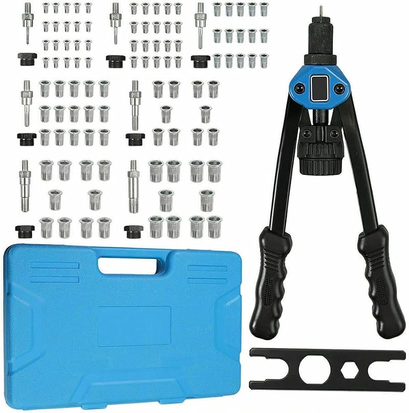 YWHWXB 13'' Rivet Nut Tool Kit 110pc Heavy Duty M3-M12 Rivet Nuts 7 Mandrels