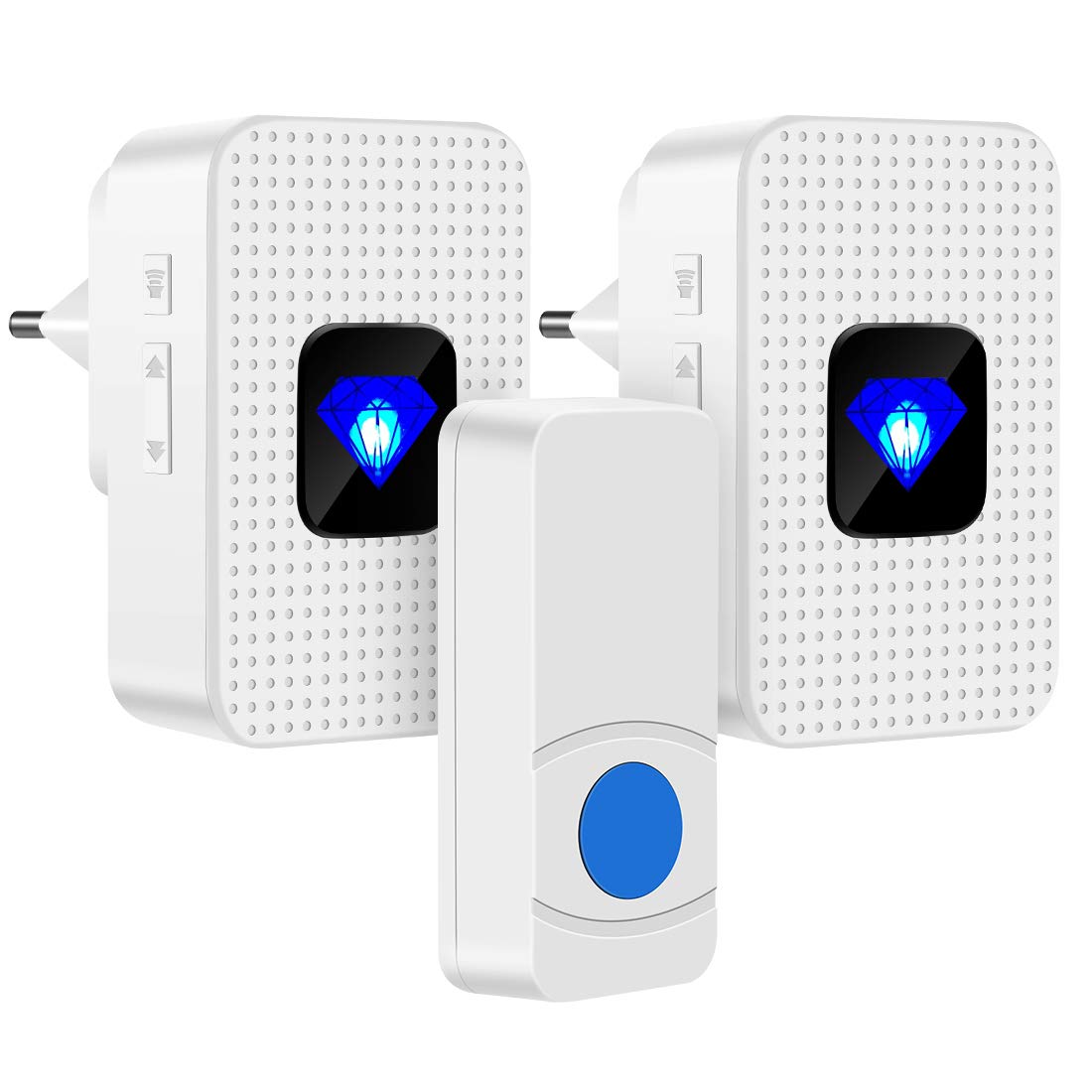 Funkklingel Wasserdicht,Kabellose Türklingel batterie 300m Reichweite und 55 Klingeltönen,5 Lautstärkestufen (0db-110db),mit LED Anzeige