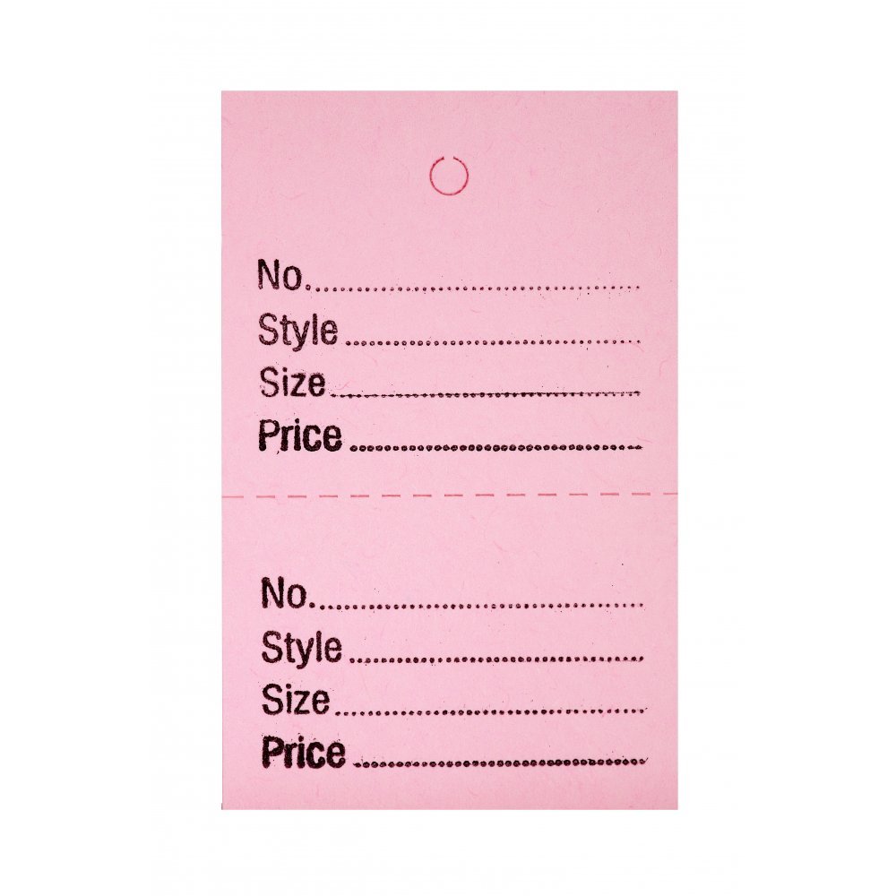 1000 UNSTRUNG Light Pink Perforated Clothes/Garment Reference Stock Ticket/Tags/Labels P