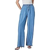Women's High-Rise Wide-Leg Pull-On Jeans, Elastic Waist, Loose Fit Soft Denim