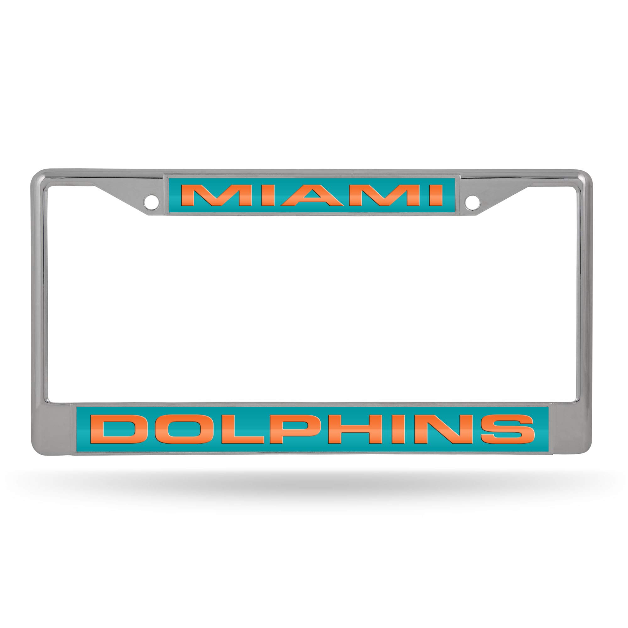 NFL Miami Dolphins - Aqua Laser Cut Inlaid Standard Chrome License Plate Frame