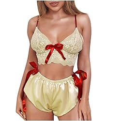 Women's Nightgown Two Piece Lace Satin Spaghetti