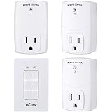 BN-LINK Mini Wireless Wall-Mounting Remote Control Outlet Switch Power Plug In for Household Appliances, Wireless Remote Ligh