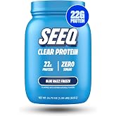 SEEQ Clear Protein Powder - Blue Razz Freeze - 22 Servings - 22g Clear Whey Protein Isolate - Zero Sugar - 0g Lactose - Allergen Friendly - GLP1 Support - Bone Health - Muscle Post Workout Recovery