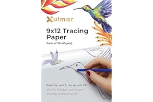 Xulmar Tracing Paper 9x12 63 GSM - Pack of 50 Sheets Tracing Paper for Sewing Patterns, Drawing Overlays & Sketching on Art Paper & Sketch Book