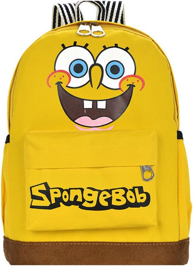 Spongebob Squarepants Schoolbag Zipper Shoulders Bag Children's Canvas Backpack