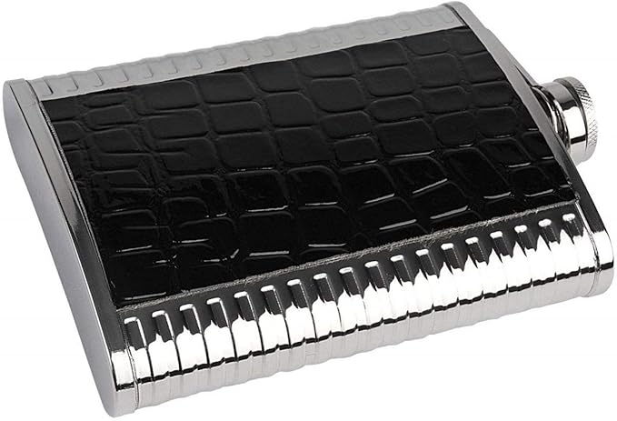 PROTOS INDIA.NET Stainless Steel Leather Wrapped Liquor Hip Flask (207ml)