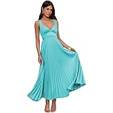 DVBTRGN Satin Bridesmaid Dresses for Women Pleated Maxi Formal Evening Party Gown