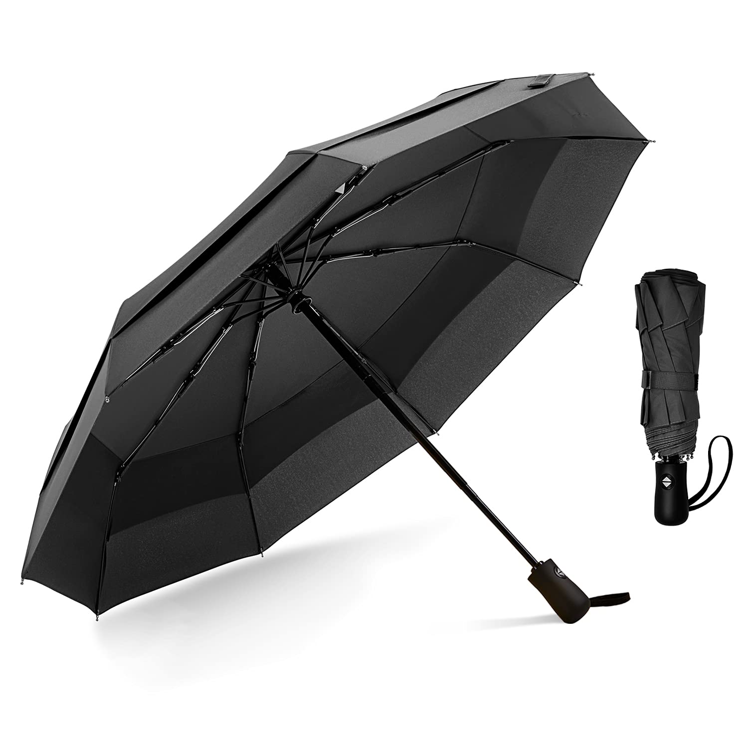 G4Free 42 Inch Clear Travel Umbrella Windproof, Automatic Open and Close Transparent Foldable Compact Umbrella for Rain, Wedding and Large Rain Use, Clear Canopy for Women Men
