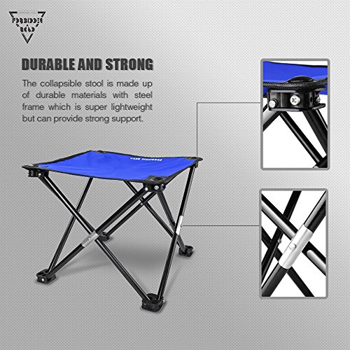 Forbidden Road Camping Stool Seat Tripod Stool Portable Folding Hiking Fishing Travel Backpacking Outdoor Stool 0.9lbs Lightweight Capacity 220lbs - Red Blue Green (Blue, 13.7713.7711.8) - Thumbnail 4