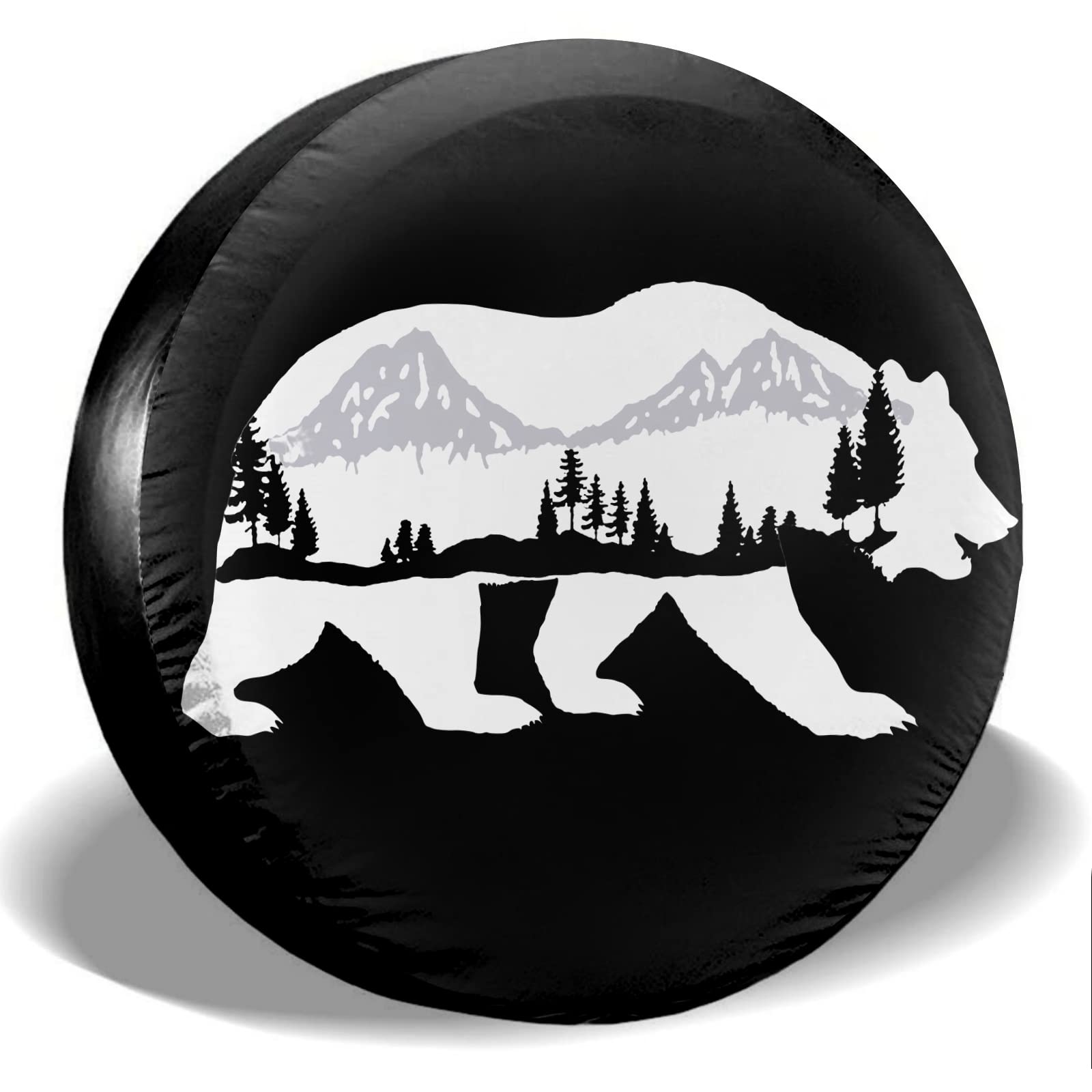 Photo 1 of Gwomo Bear and Mountain Spare Tire Cover Wheel Protectors Tyre Covers Waterproof Wheel Covers Universal Fit for Trailer Rv SUV Truck Camper Travel Trailers 14"