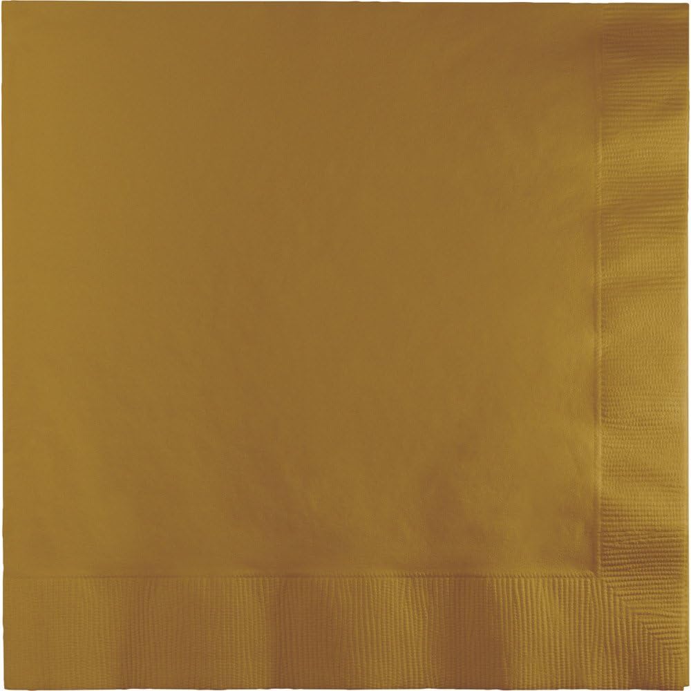 Creative Converting 250 Count Case Touch of Color 3-Ply Paper Dinner Napkins, Glittering Gold