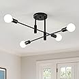 NILSE Modern Sputnik Chandelier, 4-Light Industrial Semi Flush Mount Ceiling Lights Fixture, Farmhouse Ceiling Mount Lighting Fixtures for Dining Room Bedroom Living Room Foyer Kitchen