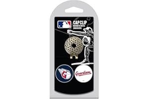Team Golf MLB Cleveland Indians Cap Clip With 2 Golf Ball Markers Golf Cap Clip with 2 Removable Double-Sided Enamel Magnetic Ball Markers, Attaches Easily to Hats