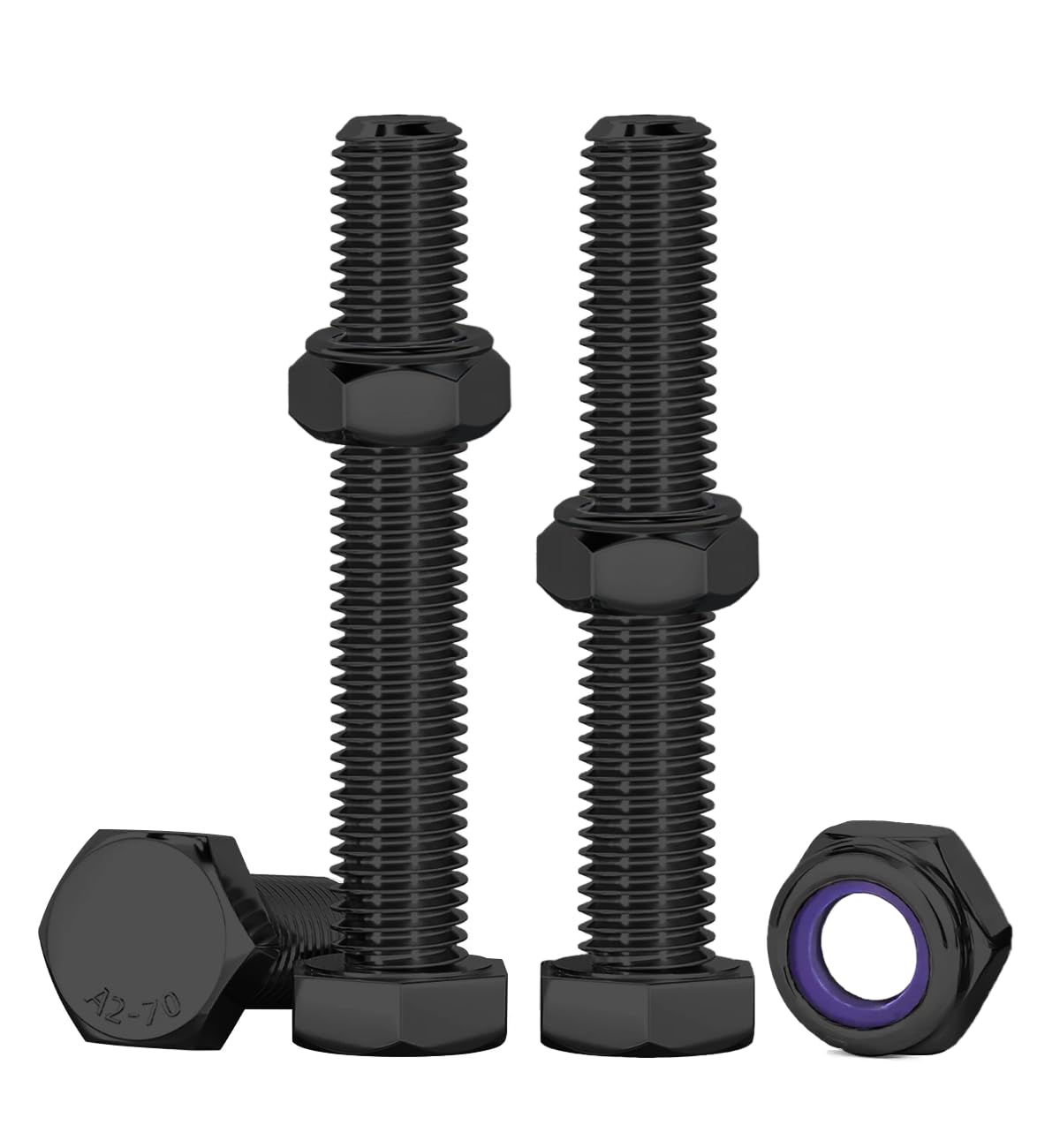 Drenky Bolts and Nuts Set, M6 Nuts and Bolts Black 304 Stainless Steel Hexagon Bolts and Lock Nuts M6 x 60mm Machine Screws and Nut for Machinery, Furniture, Bike, Ship, 3D Printing, 10 Pcs
