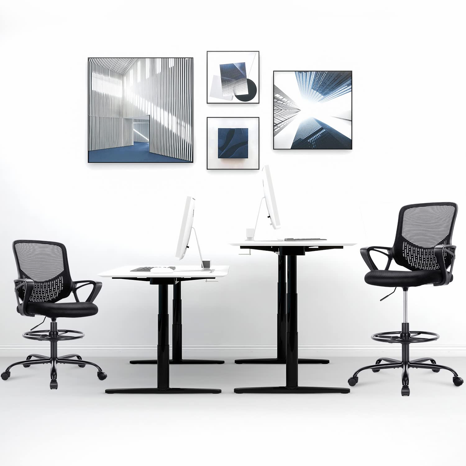 SMUG Adjustable Counter Height Office Chair, Black, Mesh